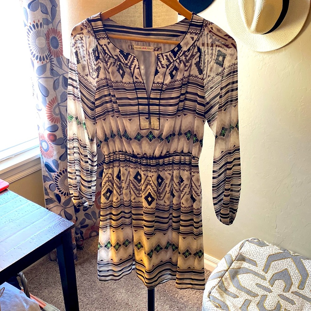 Women’s belted boho dress.
